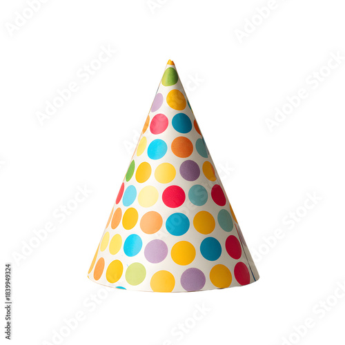 Colorful Polka Dot Party Hat Isolated on White Background for Festive Celebrations