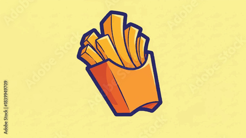 Cartoon French Fries in a Box - A Delicious and Fun Illustration.