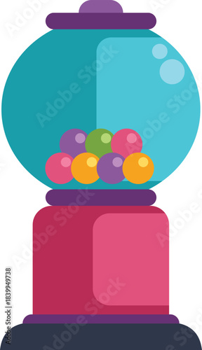 Classic gumball machine dispensing colorful candy, a symbol of childhood and sweet treats