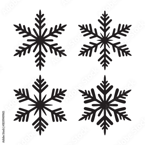 Frozen crystal snowflake sharp winter pattern silhouette vector design