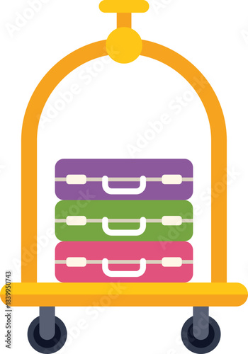 Hotel luggage cart is transporting suitcases, symbolizing a comfortable and enjoyable stay for guests