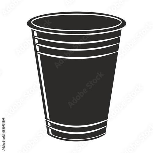 Simple black plastic cup icon isolated on white background, graphic design element