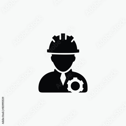 engineer icon silhoutte vector style templa