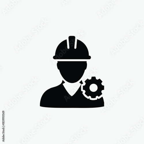 engineer icon silhoutte vector style templa