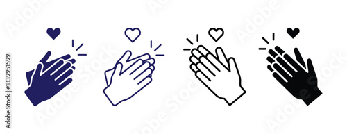 Collection of clapping hands icons, representing applause, gratitude, and heartfelt support