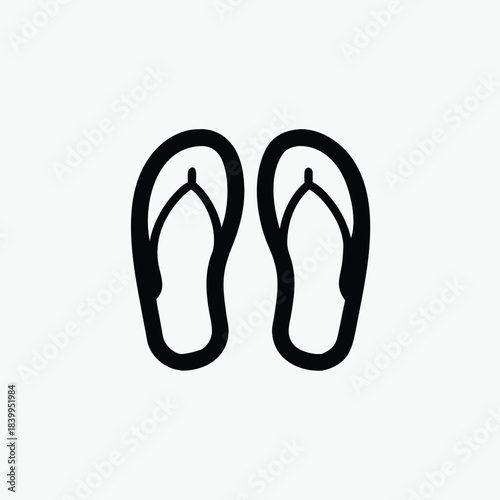 flip flops icon front view silhoutte vector template