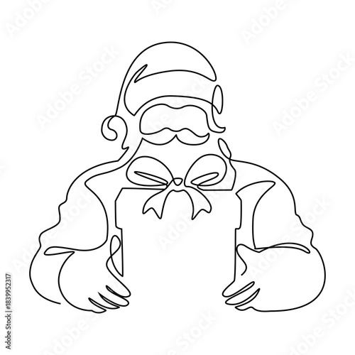 One Line Santa Claus Illustration 