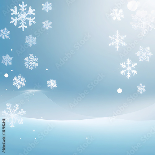 Falling Snowflakes on a Soft Blue Winter Background snowfall