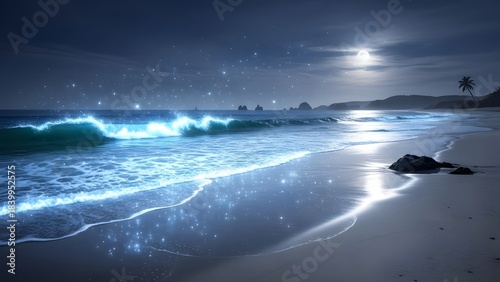 Fototapeta Naklejka Na Ścianę i Meble -  ocean waves at night