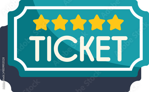Five star ticket granting access to entertainment venues and cinema screenings, symbolizing leisure activities and cultural experiences