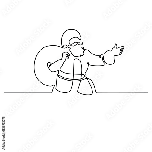 Santa Waving Line Art Drawing