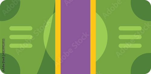 Stack of green banknotes secured by a purple band, representing financial security, savings, and investment strategies
