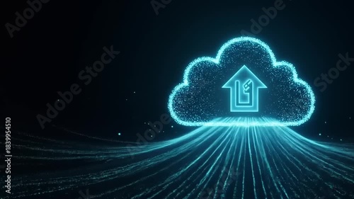 Wallpaper Mural Cloud computing upload animation with digital data streams on a dark background Torontodigital.ca