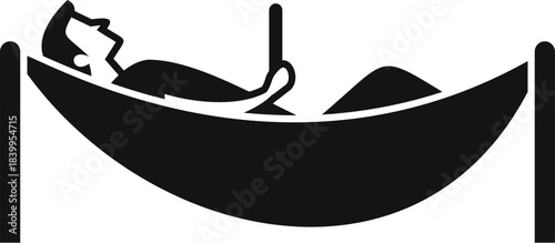 Man is lying in hammock and using mobile phone