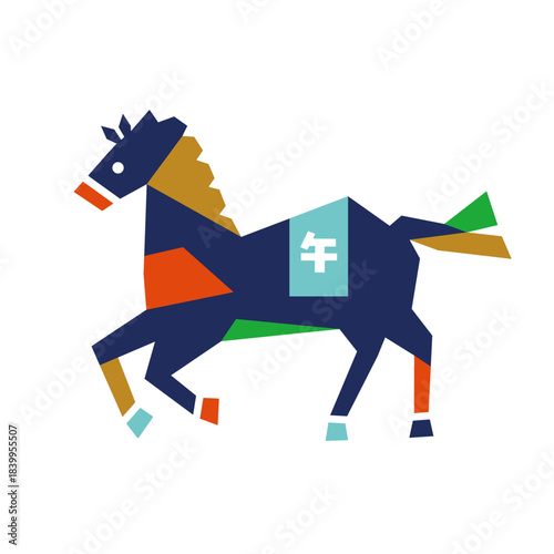 走る馬の素材　カラフル