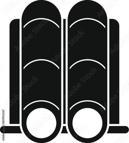 Double barrel hunting rifle standing on a bipod icon showing safari hunt