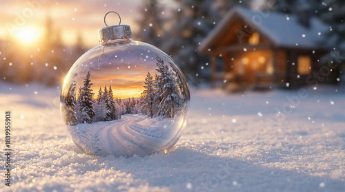 Winter Wonderland in a Christmas Ornament, Merry Chrtistmas Xmas