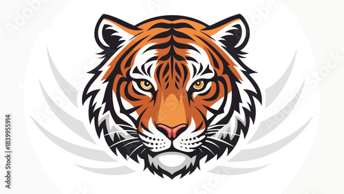 Bold Truck Art Inspired Tiger Face Silhouette with Distinctive Stylized Elements in Vector, Representing Strength and Culture