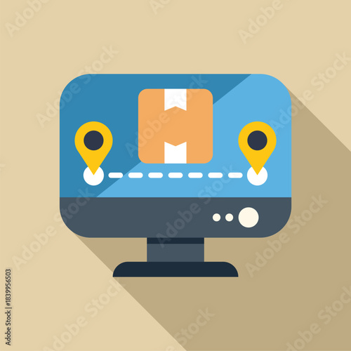 Parcel tracking system showing location on computer monitor, ideal for delivery service, logistics, and supply chain concepts