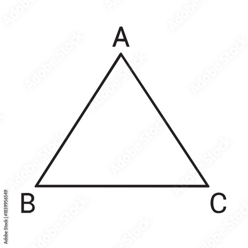 A simple illustration depicting a black triangle labeled with vertices a b and c for geometric study