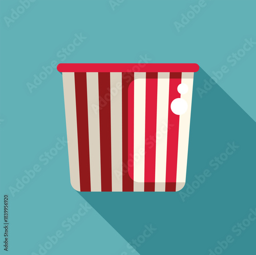 Classic red and white striped popcorn bucket, bringing a nostalgic feel of cinema and entertainment