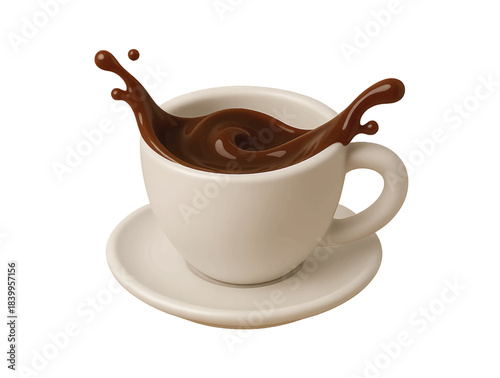 Coffee cup with splash coffee icon 3d