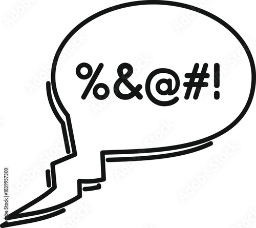 Hand drawn speech bubble is expressing censored swear words, using symbols instead of letters