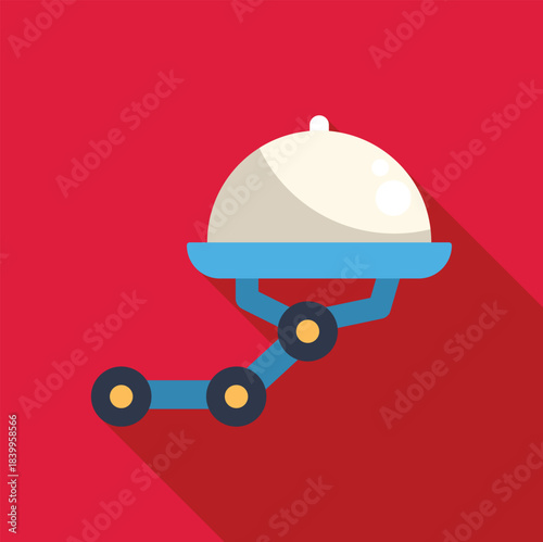 Robotic delivery system transporting covered meal, symbolizing innovation in food service