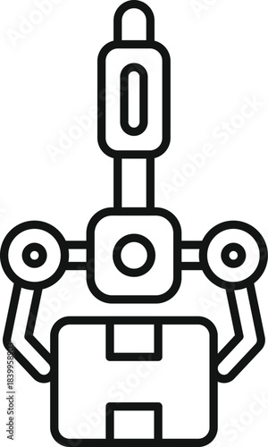 Delivery robot holding parcel, automated package handling icon