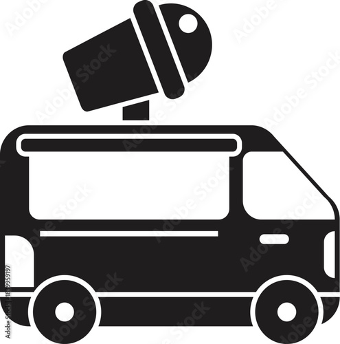 Glyph icon of a food truck selling coffee, drinks or smoothies