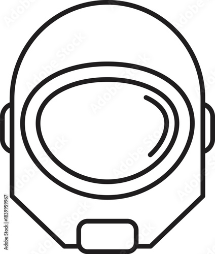 Simple line art icon of an astronaut's helmet, essential for survival in the harsh conditions of space