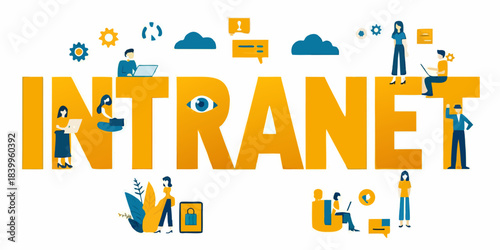 Visualizing intranet concepts people data security and cloud technology integration