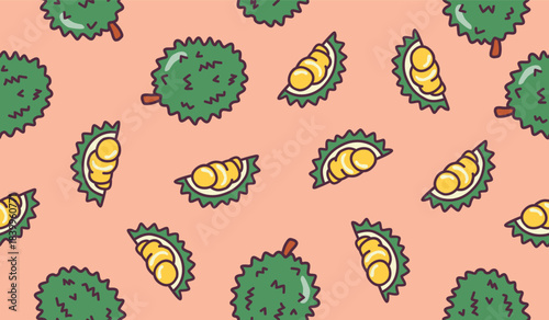 Cute durian fruits pattern background vector design