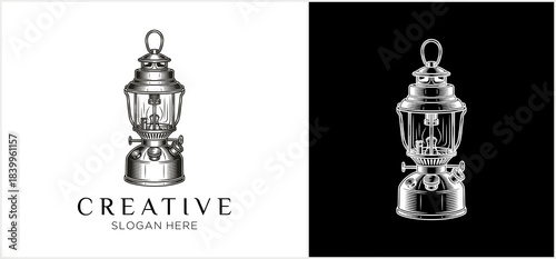 Vintage camping lantern illustration for outdoor adventure.