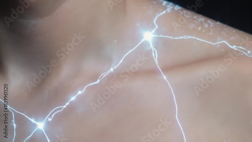 Glowing Neural Network on Skin - A Futuristic Connection.