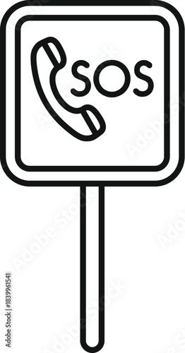 Sos emergency call sign icon representing safety and roadside assistance