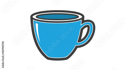 Illustration of a Blue Coffee Cup with Black Outline.