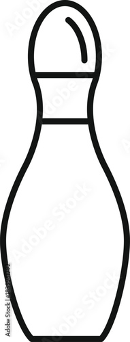 Bowling pin for bowling competition activity in minimalist black line icon