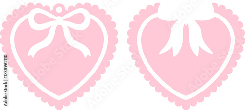 Scalloped Pink Coquette Heart Tags SVG, Laser Cut Files Glowforge Silhouette Cricut, Personalized Name Keychain, Basket Wooden Acrylic