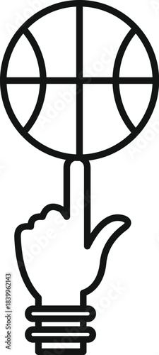 Hand balancing a basketball on an index finger, illustrating skill and balance