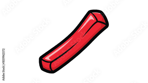 Cartoon Red Candy Stick with Black Outline.