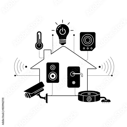 Smart home technology integrated system with connected devices for modern living security and convenience