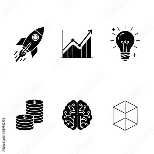 Innovative business concepts launch with smart ideas, financial growth, and advanced technology for future success