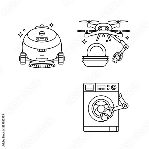 Innovative automation solutions showcase modern domestic robots for cleaning, laundry, and dishwashing efficiency