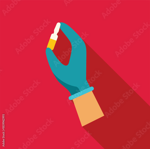 Gloved hand holding a small medical vial illustrating healthcare and vaccination concepts