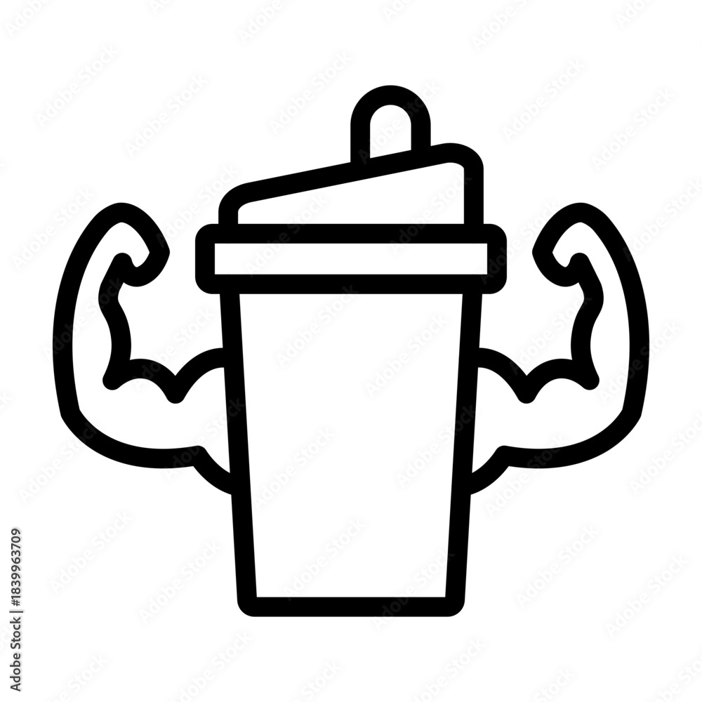Obraz premium Protien Shake Vector Line Icon Design