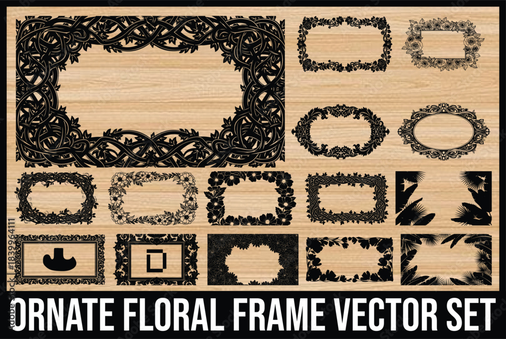 Obraz premium Ornate Floral Frame Vector Set 