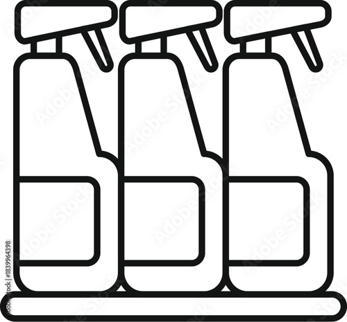 Three spray bottles containing cleaner disinfectant, illustrating hygiene and household sanitization