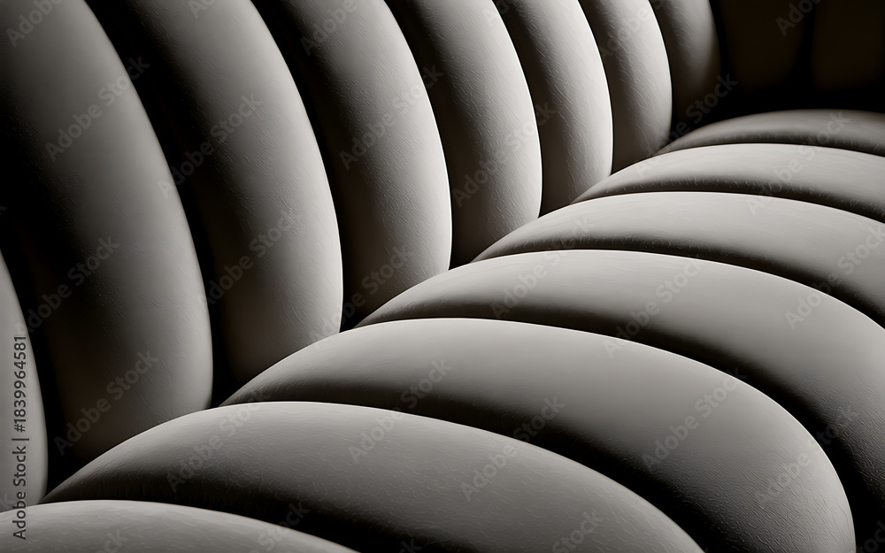 Obraz premium Abstract close up of textured parallel curved lines in muted gray tones creating a sense of depth and rhythm