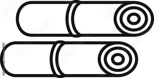 Two rolled up fitness mats showing a clean line art style